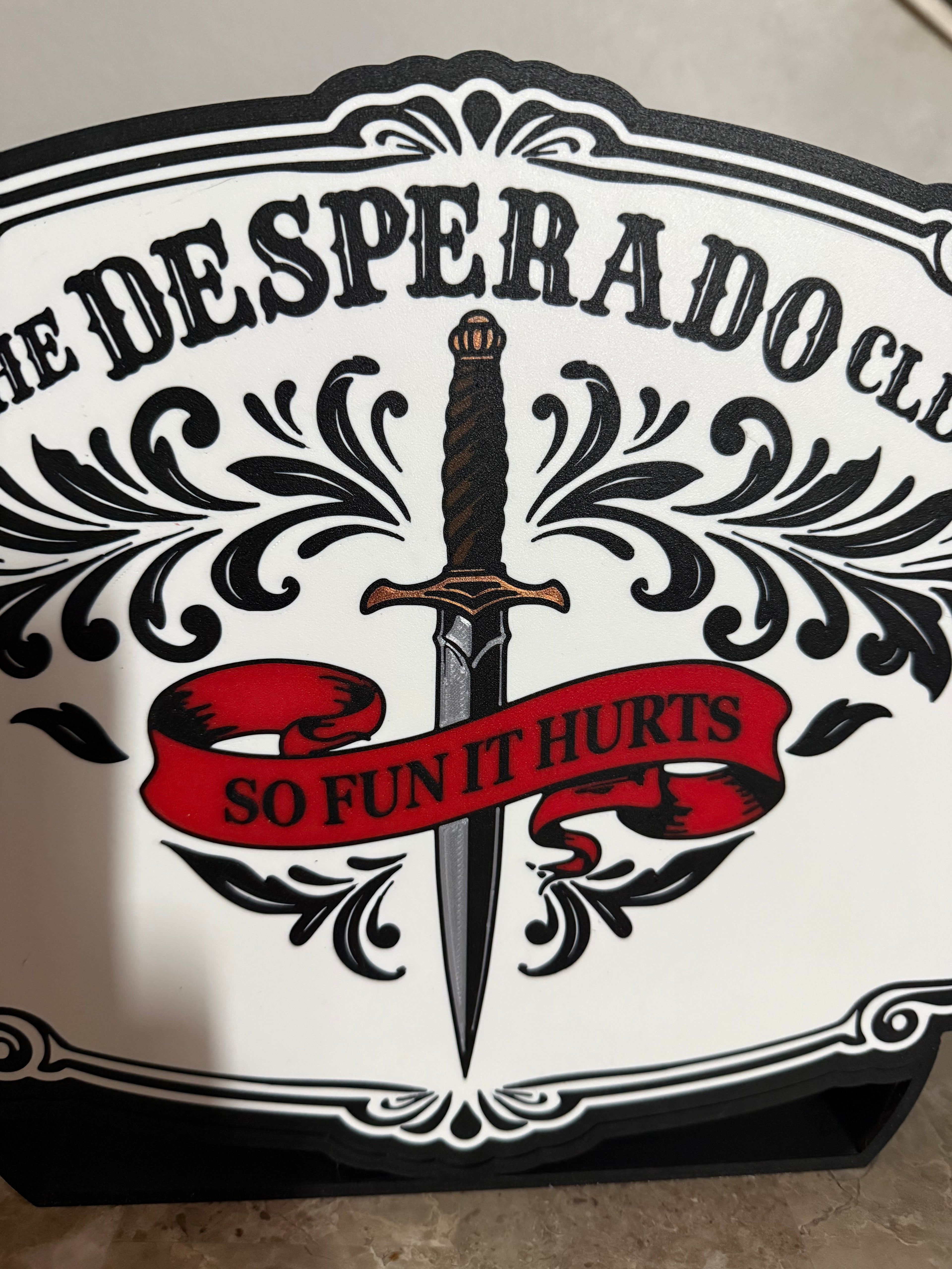 Desperado Club Light Box Sign | Dungeon Crawler Inspired   “So Fun It Hurts” LED Wall Decor | RGB or White Light