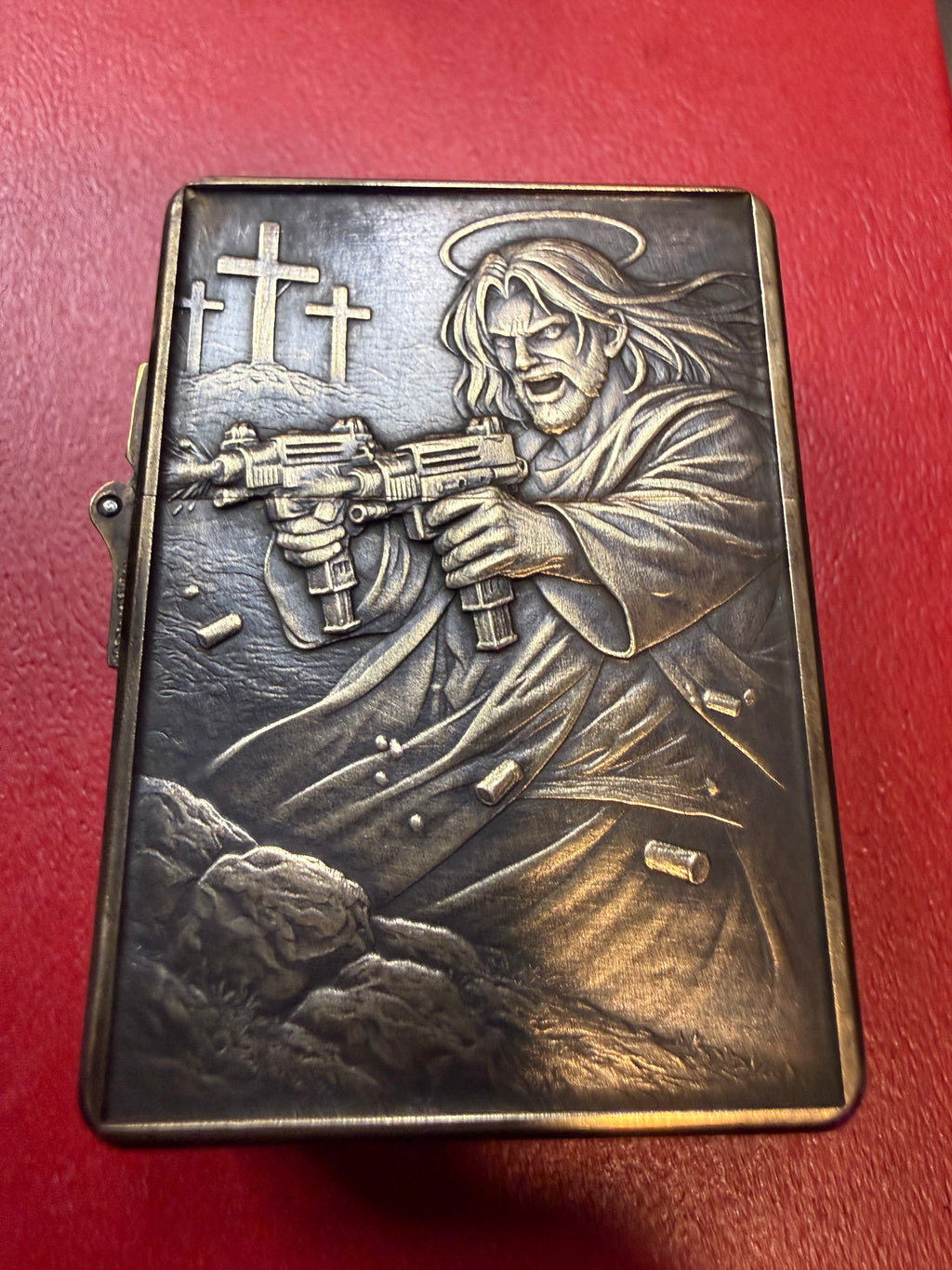 Dungeon Crawler Carl inspired Uzi Jesus, heavy duty Zoro 915 lighter