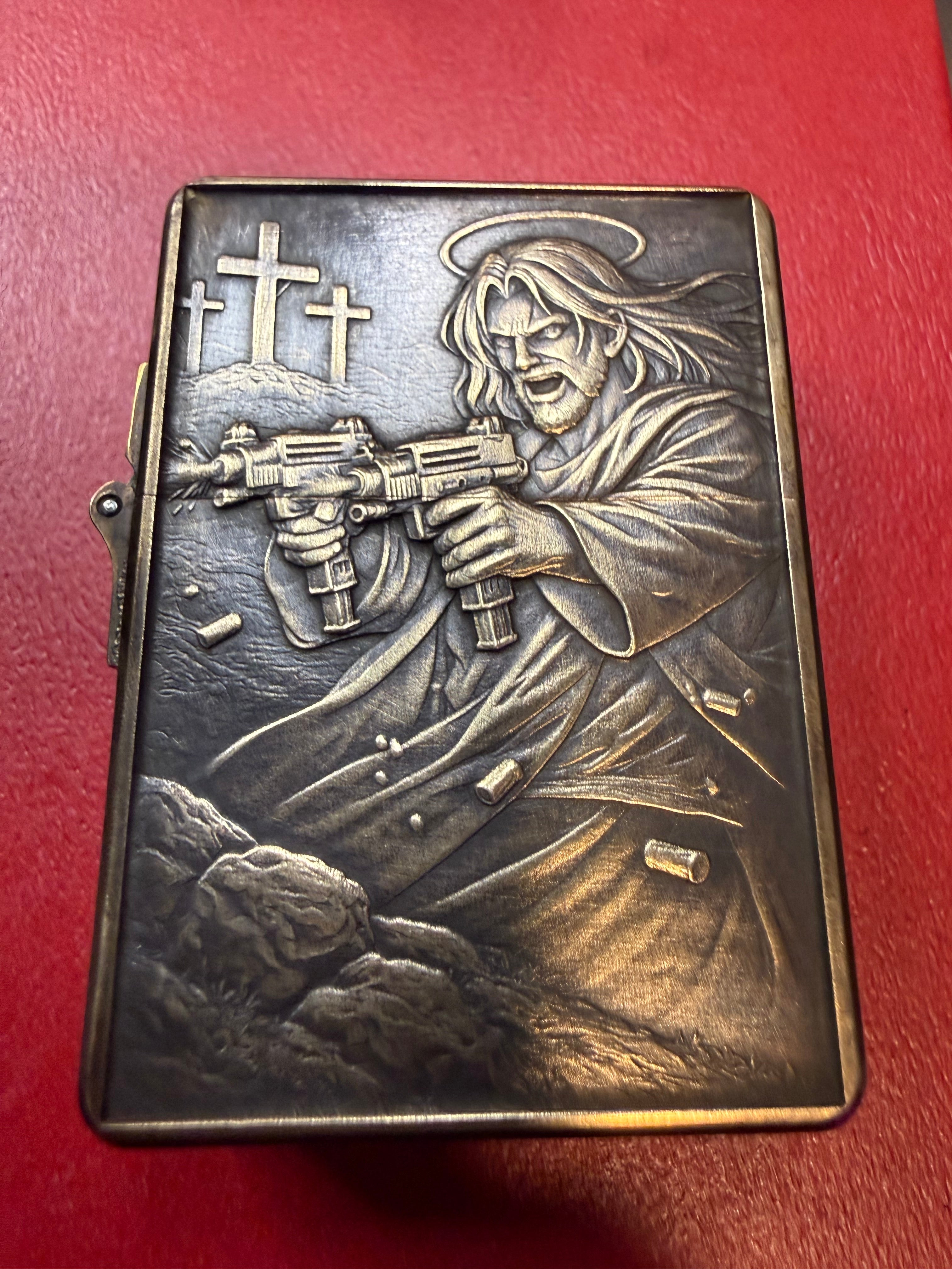 Dungeon Crawler Carl inspired Uzi Jesus, heavy duty Zoro 915 lighter