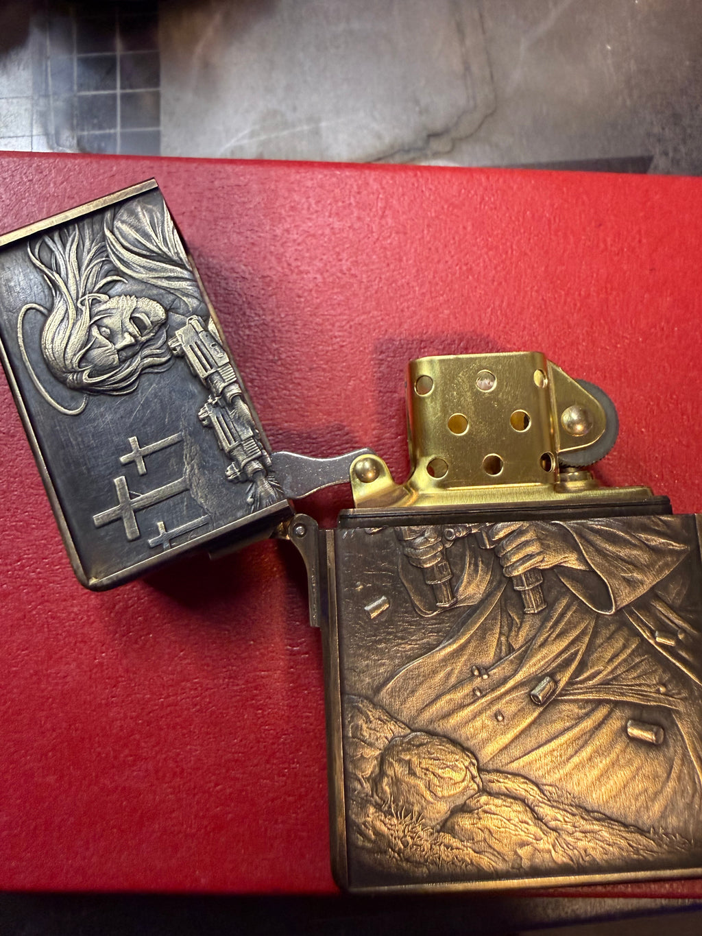 Dungeon Crawler Carl inspired Uzi Jesus, heavy duty Zoro 915 lighter