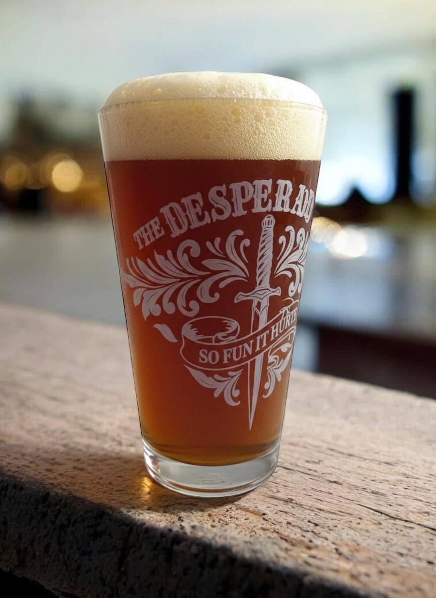 Desperado Club Pint Glass – Dungeon Crawler Carl inspired artwork