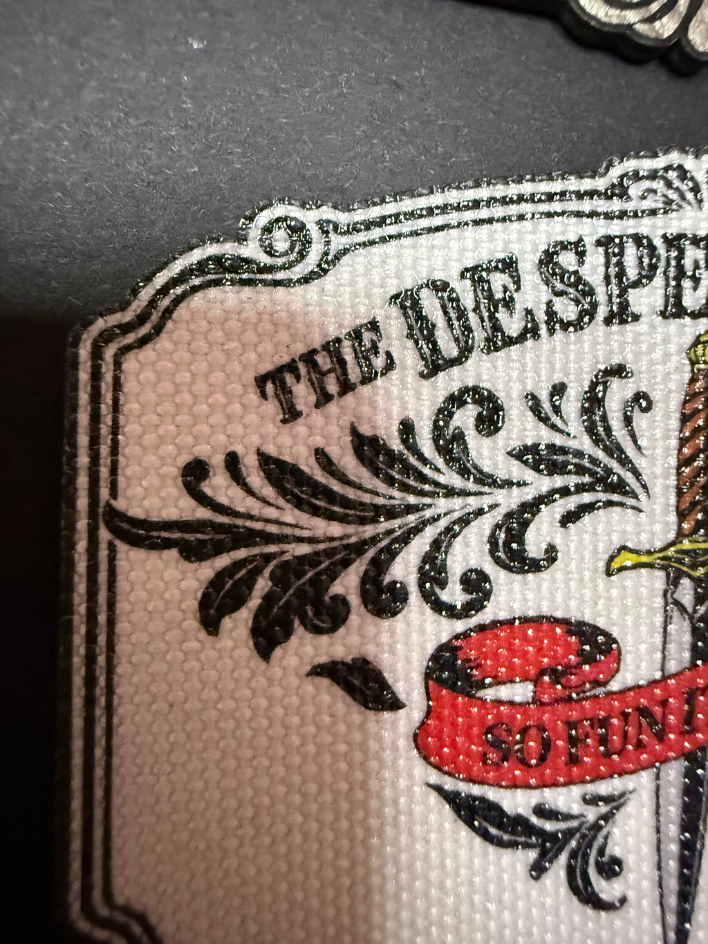 Desperado Club Canvas Patch, Dungeon Crawler Carl Inspired Iron-On, So Fun It Hurts, LitRPG Fan Gift, Tactical Dagger & Scroll Apparel Accessory