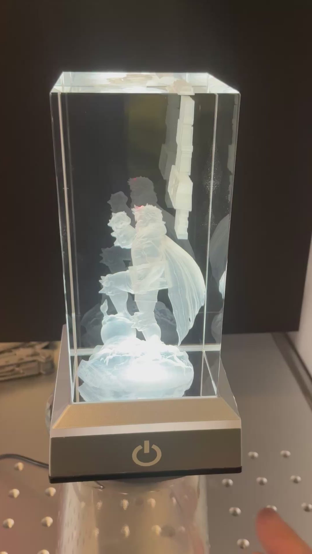 Dungeon Crawler Carl 3D Crystal Engraving – “You Will Not Break Me” Mantra – 50x50x100mm K9 Laser Engraved Cube – RGB Light Base Option